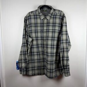 Koppen Long Sleeve Button Down Grey Green Black Plaid Men's Outdoors Gorpcore XL